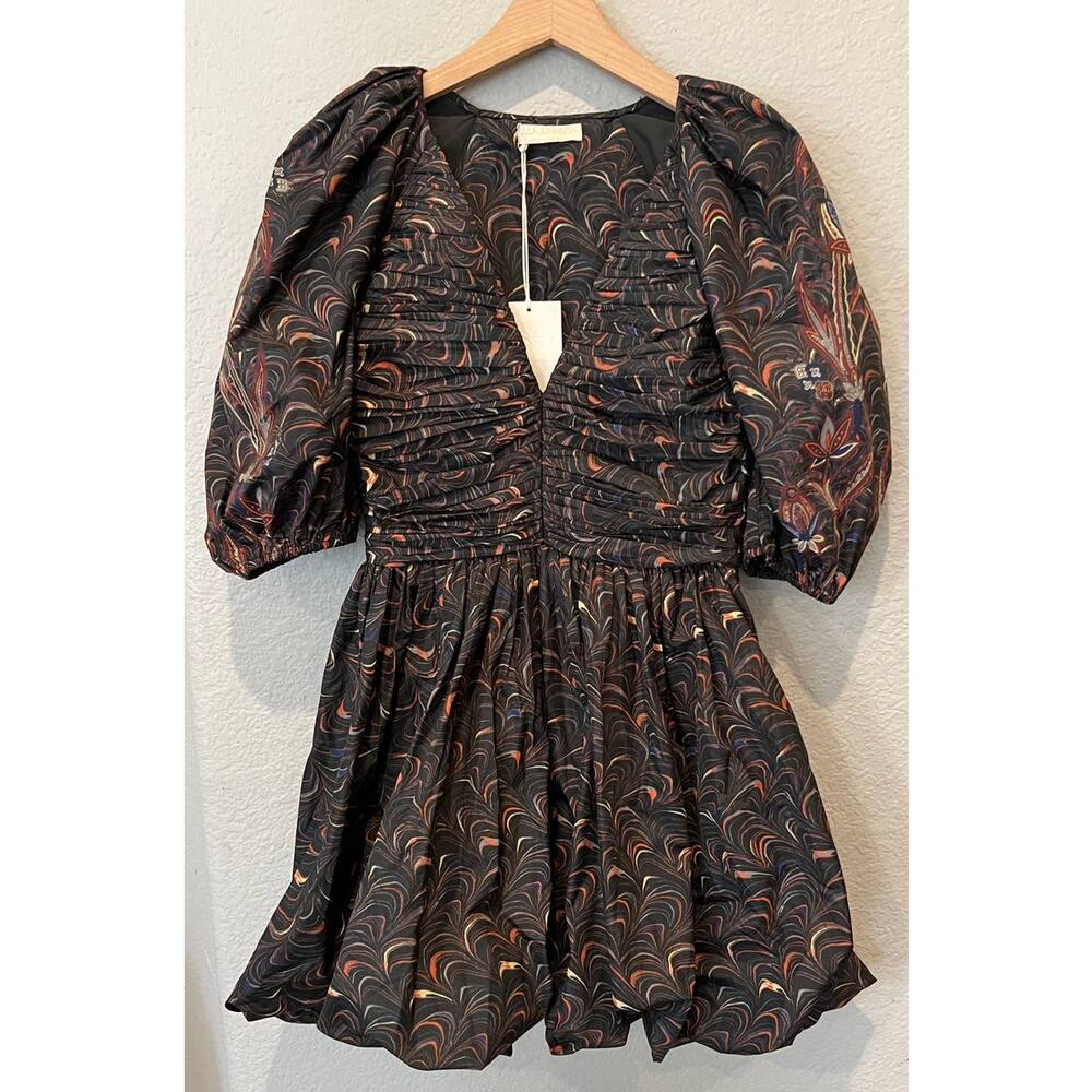 NWT ULLA JOHNSON Gwen Elbow Puff-sleeve Mini Dress Size 2 - Picture 11 of 12